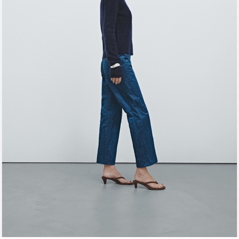 Massimo Dutti Technical Limited Edition Shiny Blue Trousers 2 - Picture 2 of 5